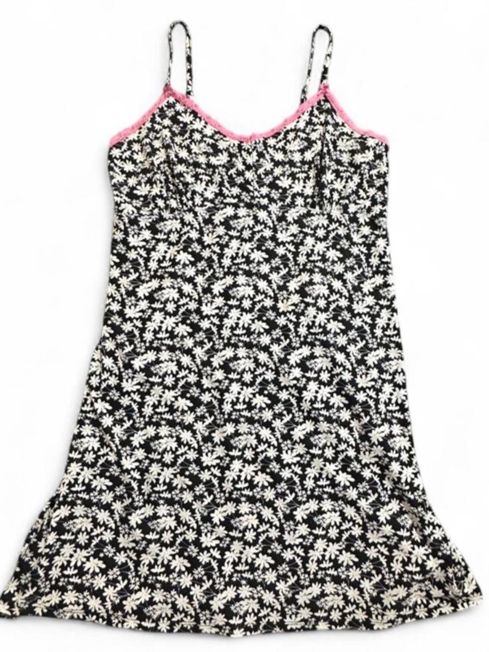 René Rofé Black White Floral Pink Lace Slip Dress